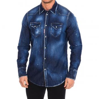 Dsquared2 Men's Blue Long Sleeve Denim Shirt