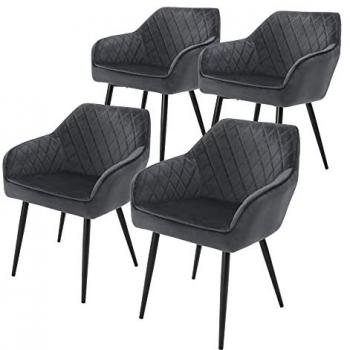 Set di 4 Sedie da Pranzo con Schienale e Braccioli
