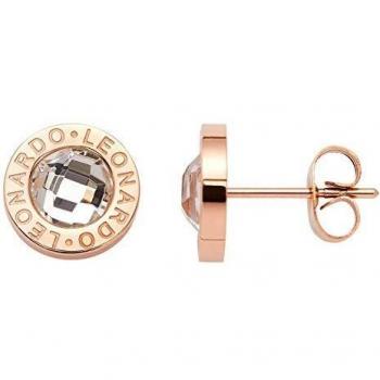 Jewels by Leonardo Damen‑Ohrringe: Roségold, silberne Glasstein I, Edelstahl‑Klein mit Gravur