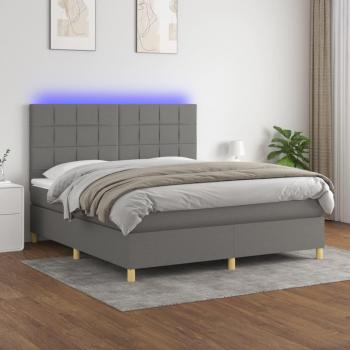 VidaXL Dunkelgraues Boxspringbett mit Matratze 160x200 cm und LED