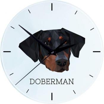 Clock Geometrico “Dobermann” – Orologio da Parete con Foto Art‑Dog