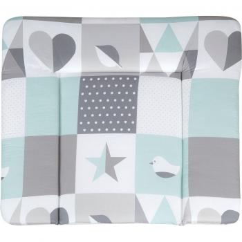 Roba® Wickelauflage Happy Patch mint, 85x75 cm, mit weicher Füllung