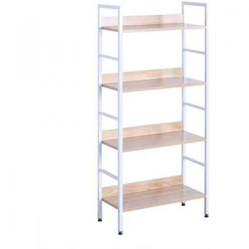 Helloshop26 Bibliothèque métallique verticale, couleur blanc chêne clair