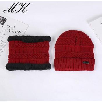 Maikun Men's Warm Wool Knit Hat and Neck Gaiter Set