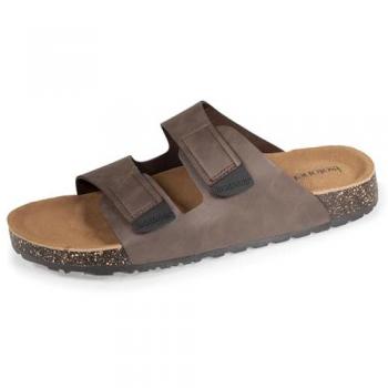 Mules Sandales Homme Ultra Confortables Double Bride Scratch Cuir Marron 42