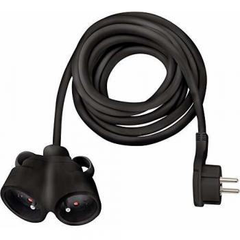 Cavo Estensione 5 Metri Spina Piatta/Doppia (IP20, H05VV-F Nero)