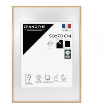 Cadre photo 50x70 cm chêne Alba CEANOTHE – Passe-partout 40x50 cm, verre acrylique incassable, fabrication française
