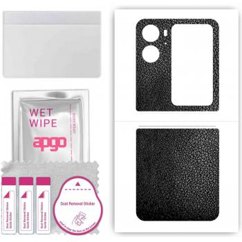 Oppo Find N2 Flip Vinyl Back Skin – Black Leather Pattern