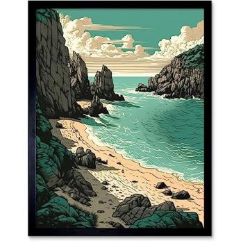Black Frame Coastal Landscape of Porthcurno