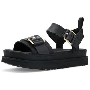 UGG Women's Nubuck/Leather Flat Sandals – Goldenstar Villa, Black, Size 8