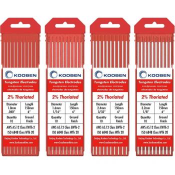WT20 électrodes de tungstène 3.2mm x 150mm rouge