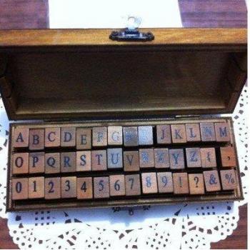 Wooden Alphabet Letter Stamp Collection