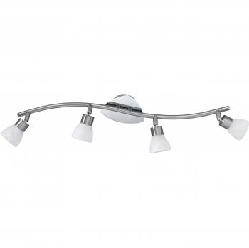 60 cm langer Nickel-Matt-Trio mit Alabasterglas und 4x28 W G9