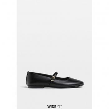 Stradivarius Ballerinas WIDE FIT mit Schnalle SCHWARZ 35
