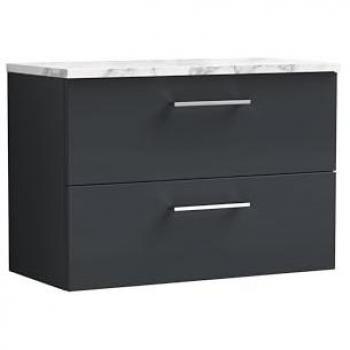Nuie Arno Wall Hung Vanity Unit with Matt Carrera Marble Worktop