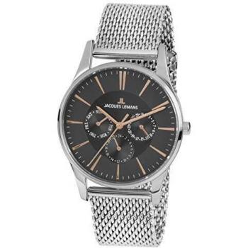 Jacques Lemans Unisex‑Uhr, analoge Quarzzeiger, einheitliche Größe, Grau, 32016494