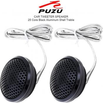 PZ-B25 2Pcs Black 120W Aluminium Shell Transparent Silk Stretch Film HiFi Car Speakers