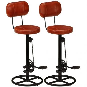 Tabourets de bar en cuir véritable