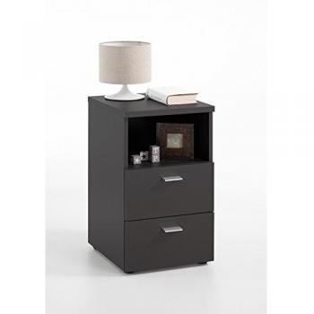 FMD Black Night Cabinet with 2 Drawers and Open Space