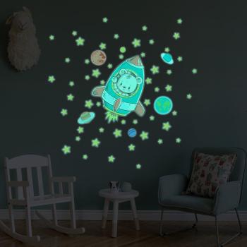 Astronaut Bear Glow – Stickers Mural Enfant de Nuit