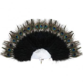 Abanico Decorativo Rugir 20S con Plumas de Marabú Negro 135.6x68.6cm