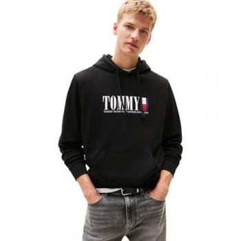 Tommy Jeans Hoodies – T-Shirt‑Look mit „DNA Grafik“, schwarze Farbe, Regular Fit (DM0DM22144)