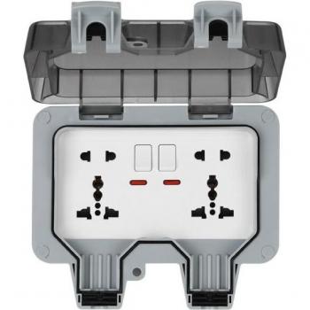 Weatherproof 2 Gang Socket Box for Outdoor Use 13A 16A