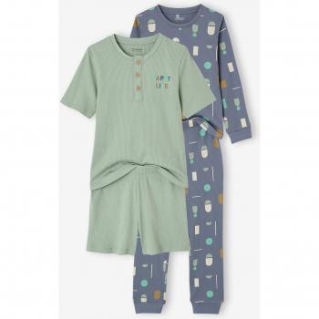 Lot 2 pyjamas Happy pour garçons – Bleu et gris