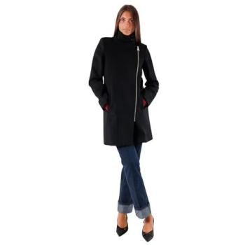 Patrizia Pepe Cappotto Nera Taglia 40 Zip Asimmetrica