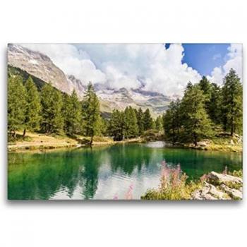 Wandkunst Lago Blu 75 x 50 cm – Premium Leinwand im Querformat