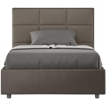 Cama sin somier tapizada 120x190 en capuchino Mika