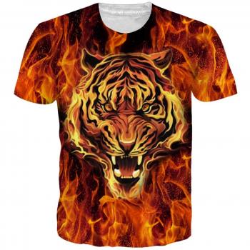Casual Tiger‑Pattern T-Shirt, 3D Druck, Loveternal