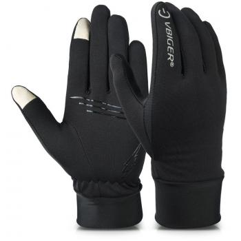 Vbiger Herren Handschuhe mit Fleece-Liner L, Schwarz