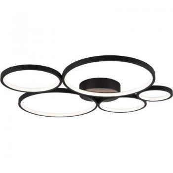 Plafoniera Circolare Rondo 5 LED – Metallo Nero Opaco, 59 cm