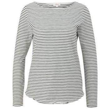S.Oliver Damen Langarmshirt mit U-Boot-Ausschnitt und Streifen, Größe 42