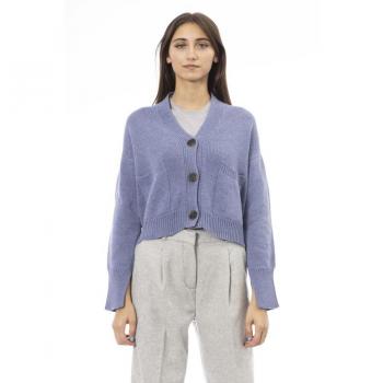 Blue Merino Wool Cardigan for Women, Alpha Studio AD8631EE – XS Size