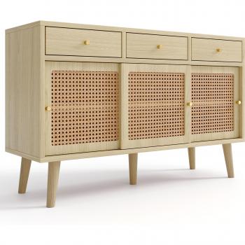 Mueble Urbano de Ratán: 3 Cajones + 3 Puertas deslizantes