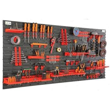 Rack à Outils Muraux Durable V6 173×78 cm – 72 unités en Noir/Rouge