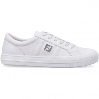 Fendi Signature White Leather Sneakers – Men’s Size 9, Adjustable Fit
