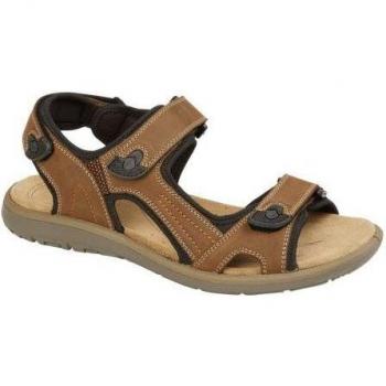 Roamers DF2272 Sandali Sportivi con Triplo Cinturino Marrone