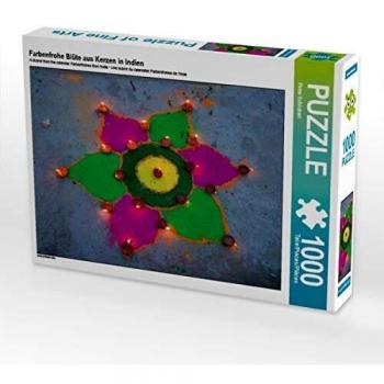 CALVENDO Puzzle Farbenfrohe Blüte aus Kerzen in Indien, Foto-Puzzle