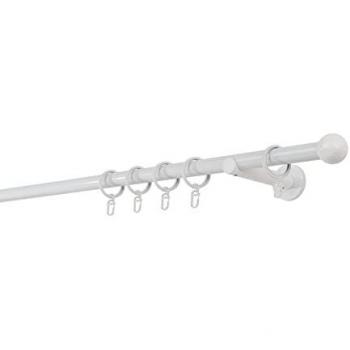 Gardinenstange 20mm, 1-läufig, mit Wandträger 12cm, 170cm, Weiß