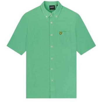 Lyle & Scott Herren Kurzarmhemd Piqué Rasengrün M