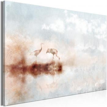 Grues matinales – décor mural en toile sur châssis bois 60x40 cm