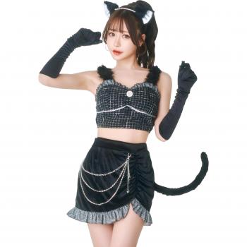 Clear Stone Midnight Cat Dress Black Luxury