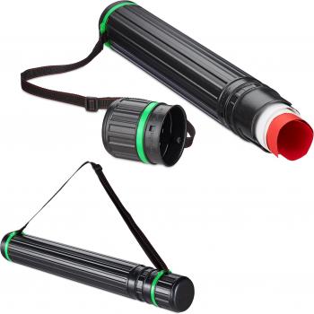 Relaxdays A0 Art Tube Set (2pcs) – Extendable 64‑100 cm, Adjustable Strap, Black