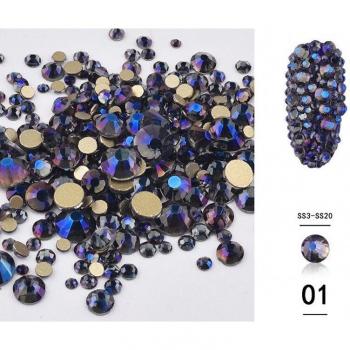 1440PCS Gold AB Flatback Rhinestones for Nail Art Decorations
