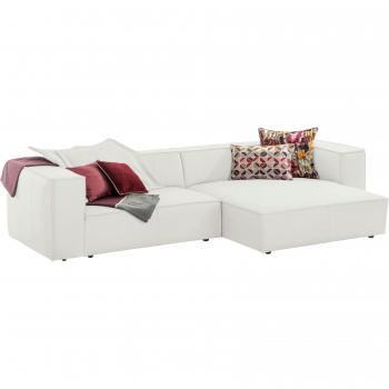 Ecksofa W.SCHILLIG L‑Shape “around-the-block” – Federkern & elegante Biese, weiß z59
