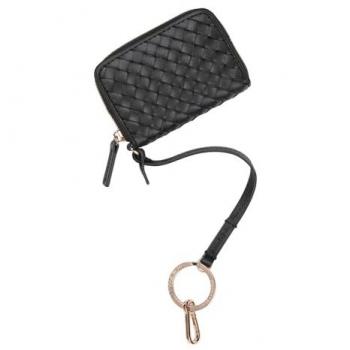Geldbörse MARC O'POLO mit Flechtstruktur, schwarz, Leder
