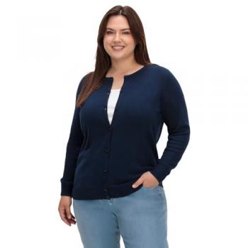 Strickjacke SHEEGO Große Größen Gr. 44, blau (marine), Damen
